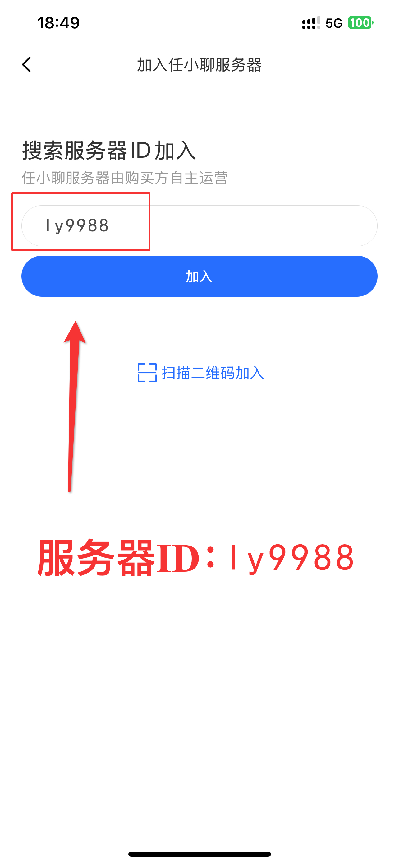服务器ID输入界面